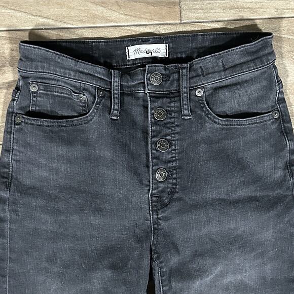 Madewell High Rise Cali Demi Faded Wash Boot Black Raw Hem Cropped Jeans 27 - Picture 6 of 12